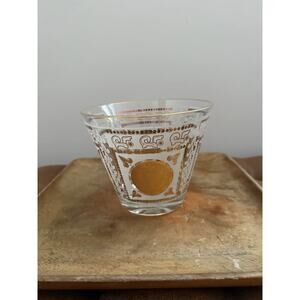 Mid-Century Gold & White Lowball Glass